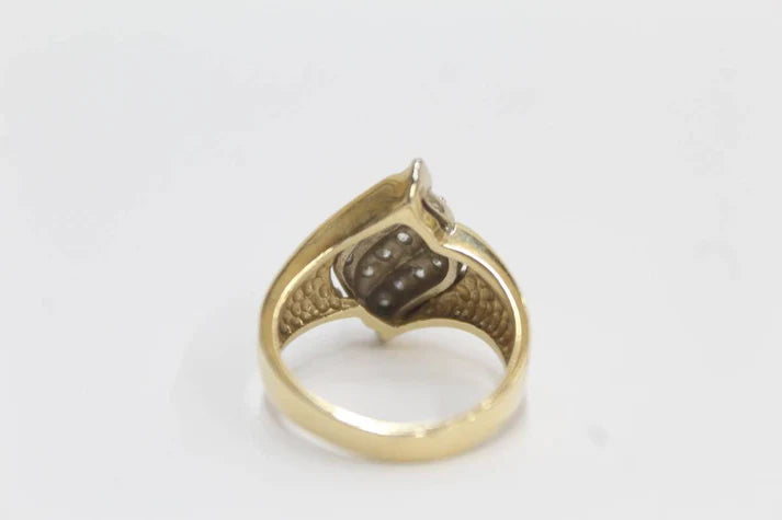 14K Yellow Gold Diamond Bypass Ring (Size 6)
