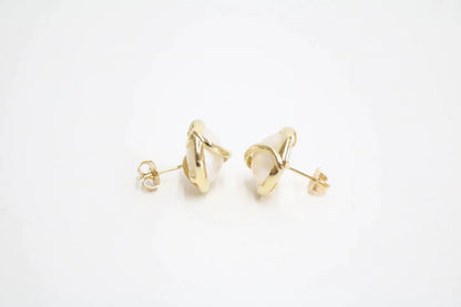 14K Yellow Gold Pearl Earrings