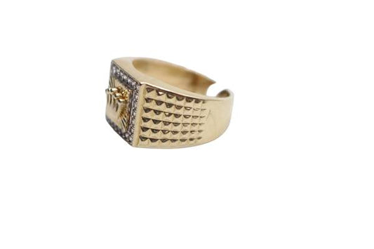 10K Yellow Gold Rolex Design Crown Statement Ring (Size 8 3/4)
