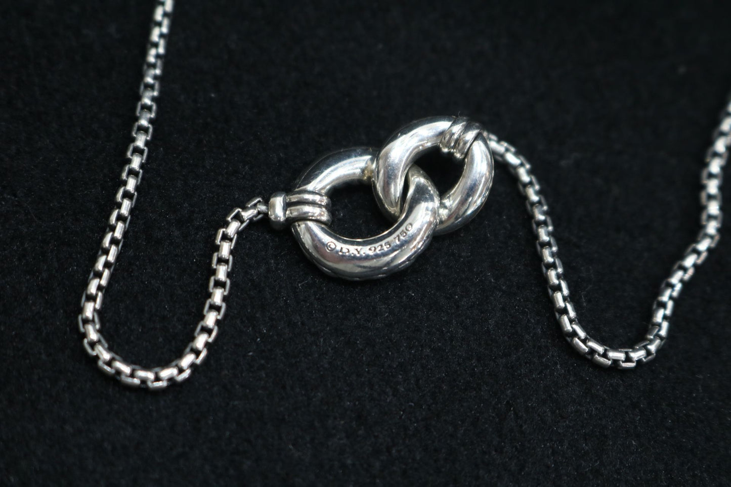 Pre-owned David Yurman Belmont Double Curb Link Sterling Silver Necklace with 18K Gold (17 Inches)