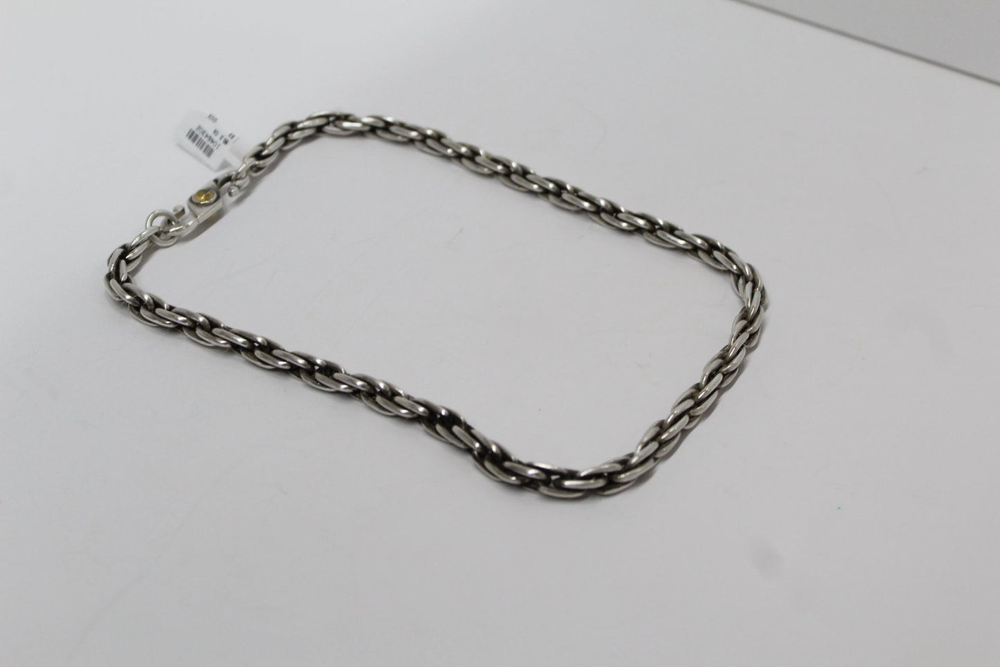Sterling Silver Rope Chain With Clear Yellow Stone