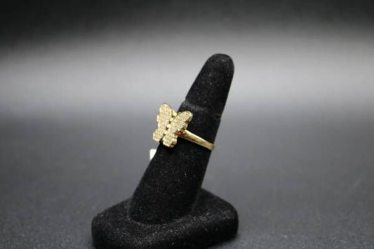 10K YG Butterfly Ring w/Clear Stones (Size 7)