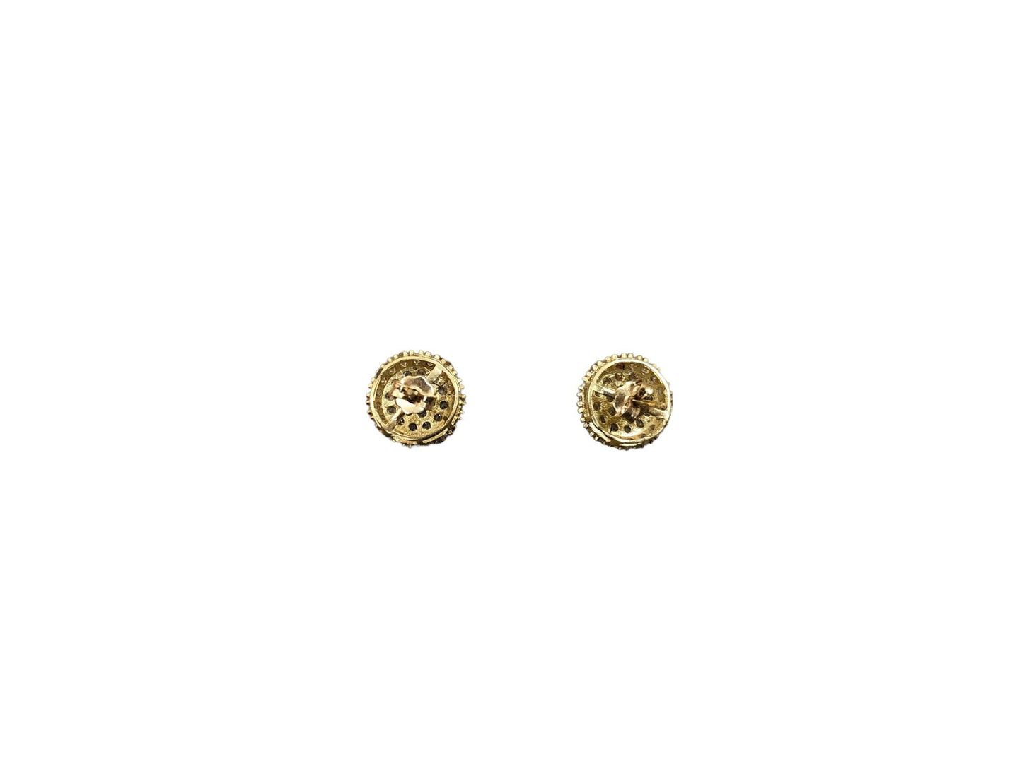 Pre-owned 10K Yellow Gold Round Cluster Earrings CZ
