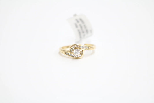 Pre-Owned 14K Yellow Gold Diamond Bypass Ring (Size 8 3/4)