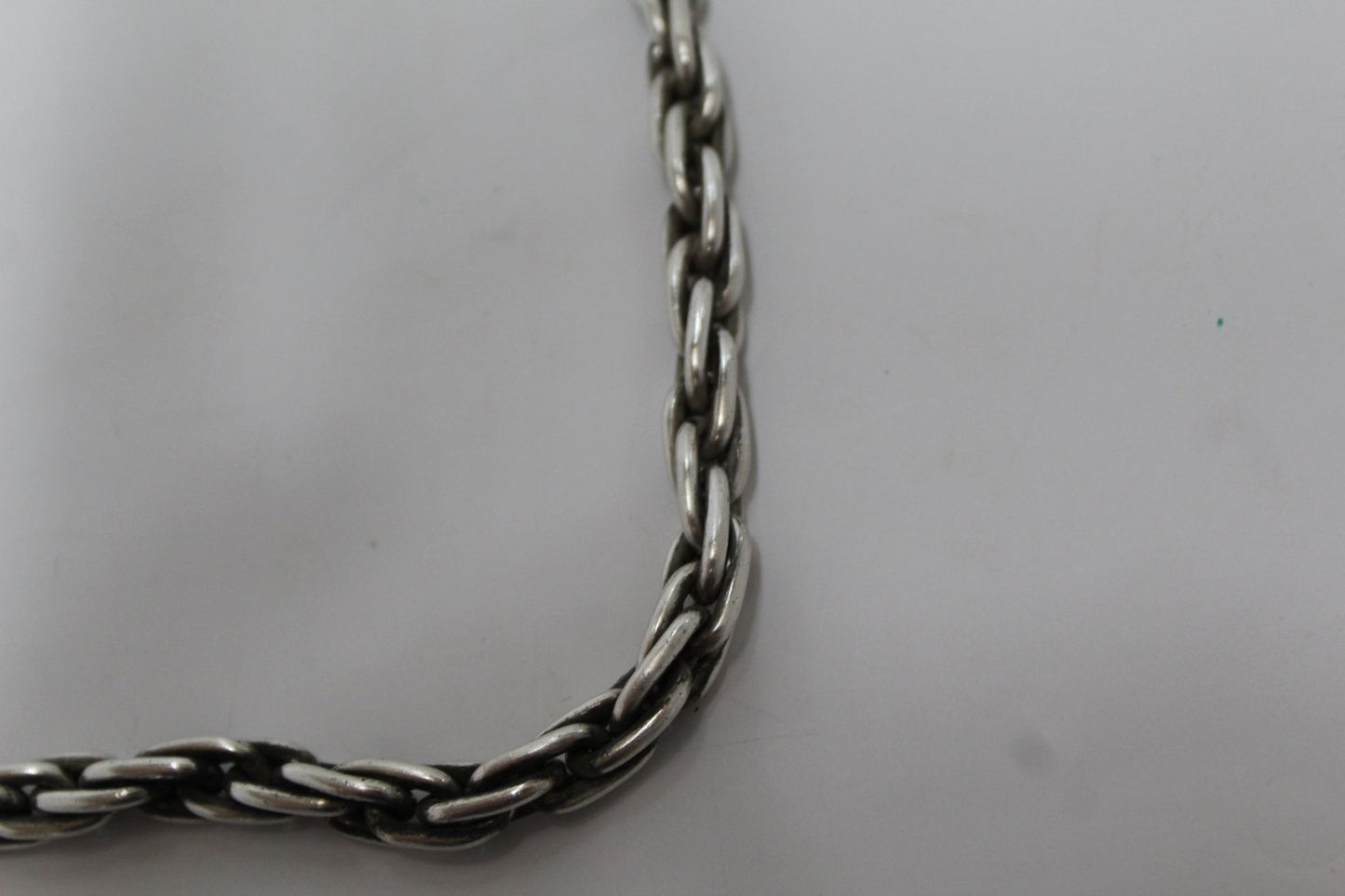 Sterling Silver Rope Chain With Clear Yellow Stone