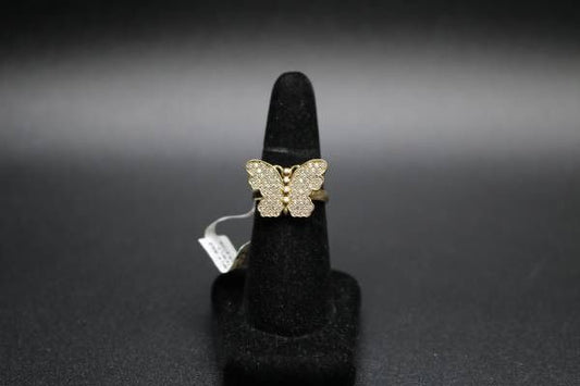 10K YG Butterfly Ring w/Clear Stones (Size 7)