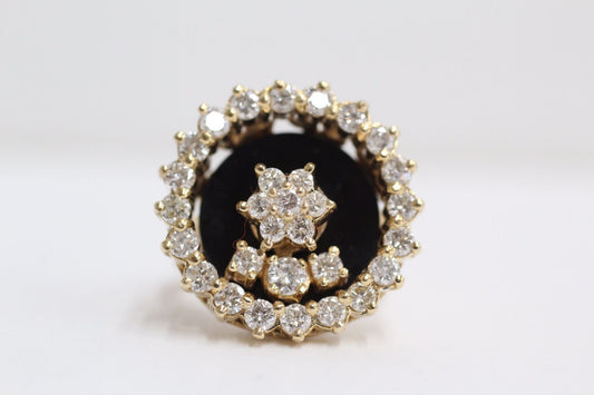 Pre-Owned 14K Yellow Gold Diamond Halo Cluster Spinning Ring