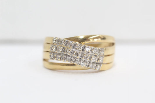 10K Yellow Gold Diamond Bypass Cluster Ring (Size 9) 0.21 CTW Clearance Sale!!!
