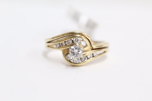 14K Yellow Gold Diamond Bypass Ring (Size 7 1/4) CTW 0.50 Clearance Sale!!!
