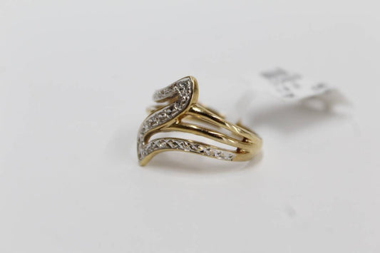 10K Two Tone Gold Bypass Ring (Size 7)