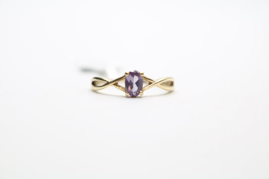 14k Yellow Gold Purple Sapphire Gemstone Bypass Ring(Size 6 1/4)