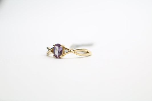 14k Yellow Gold Purple Sapphire Gemstone Bypass Ring(Size 6 1/4)