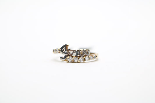 10k Two Tone Fancy "I <3 YOU" Ring (Size 6 3/4) Clearance Sale!!!