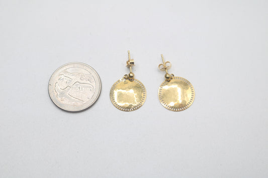 18K Yellow Gold Fancy Round Earrings (1.8 Grams)