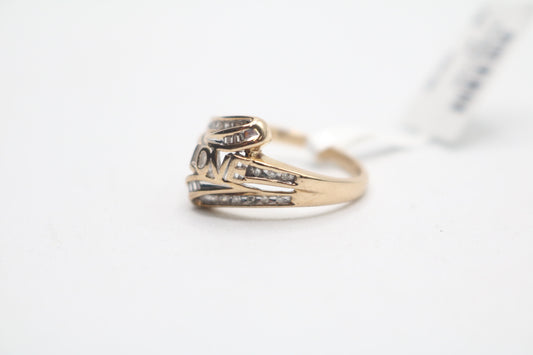 10K Yellow Gold "LOVE" Ring W/ Diamonds (Size 7)