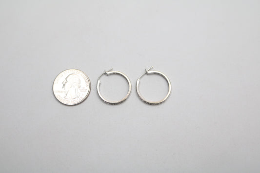14K White Gold Hoop Diamond Earrings (4.5 Grams)
