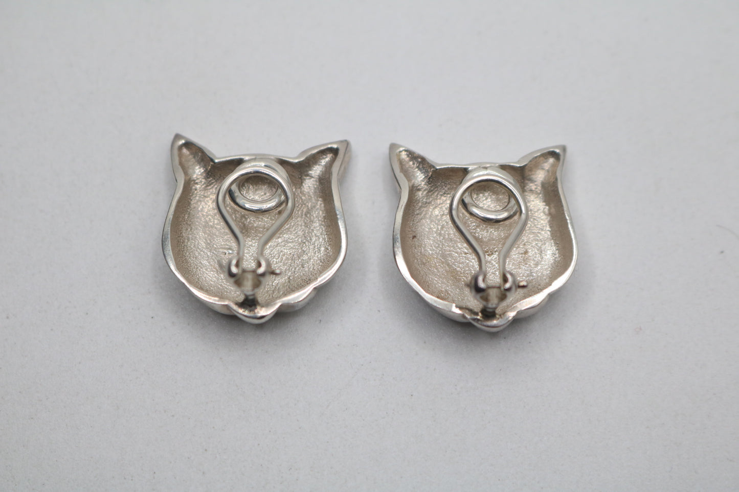 Sterling Silver Cat Earrings (18.1 Grams)