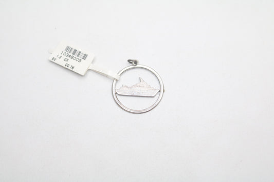 Sterling Silver Round Ship Charm (2.1 Grams)