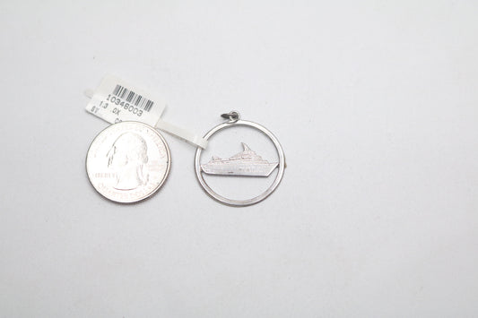 Sterling Silver Round Ship Charm (2.1 Grams)