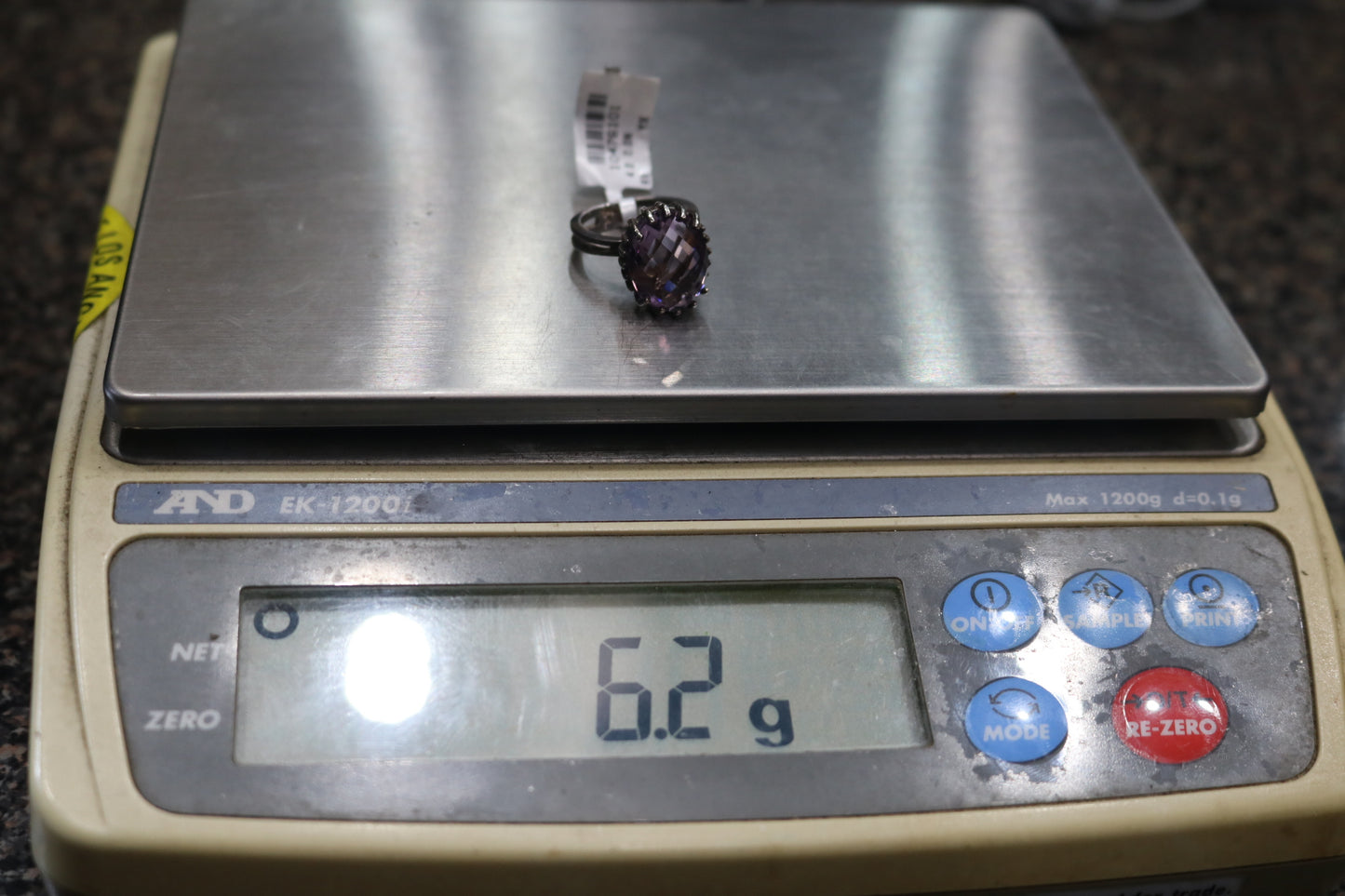 Sterling Silver Solitaire Amethyst Gemstone Ring (Size 6)