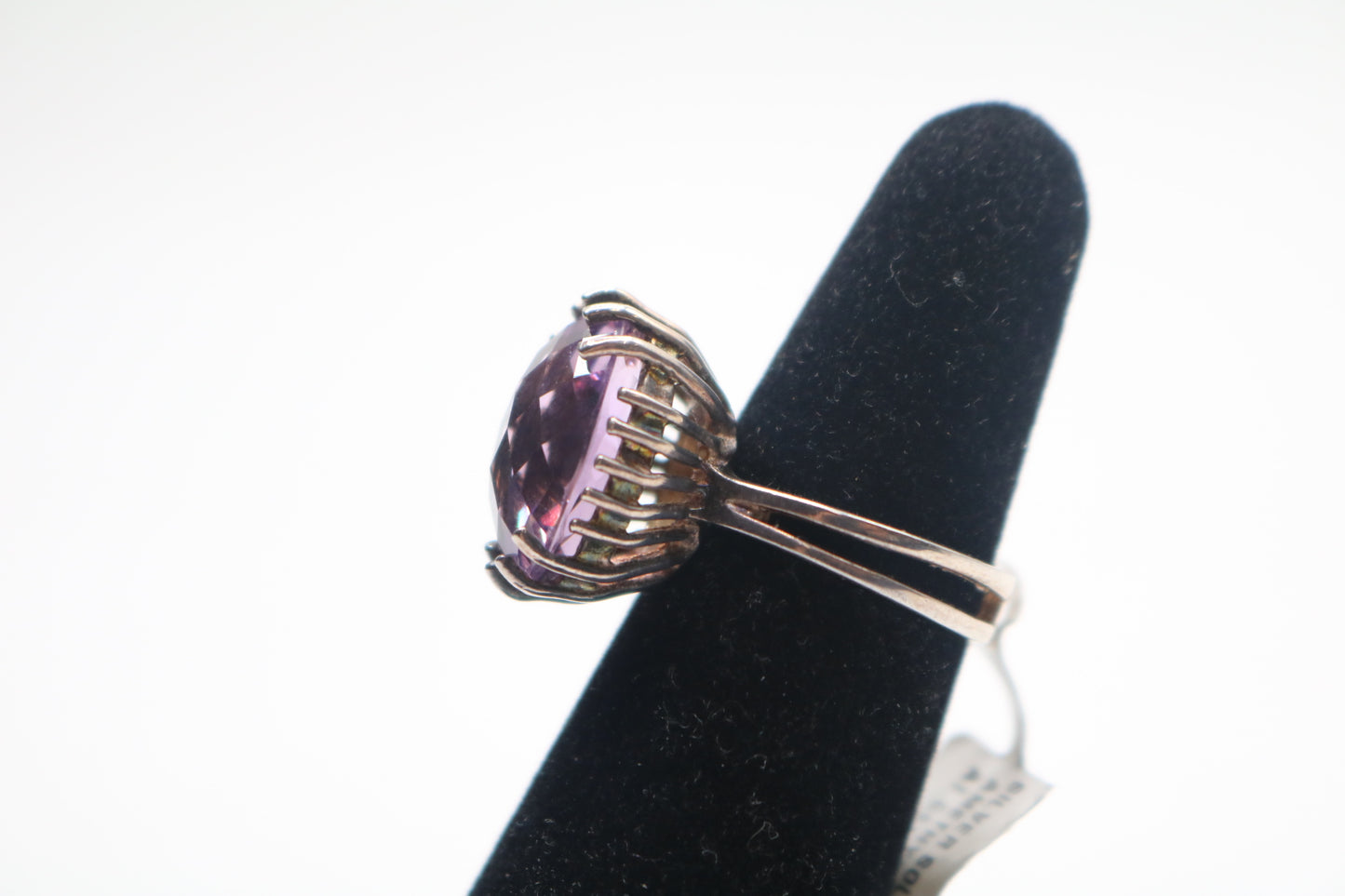 Sterling Silver Solitaire Amethyst Gemstone Ring (Size 6)