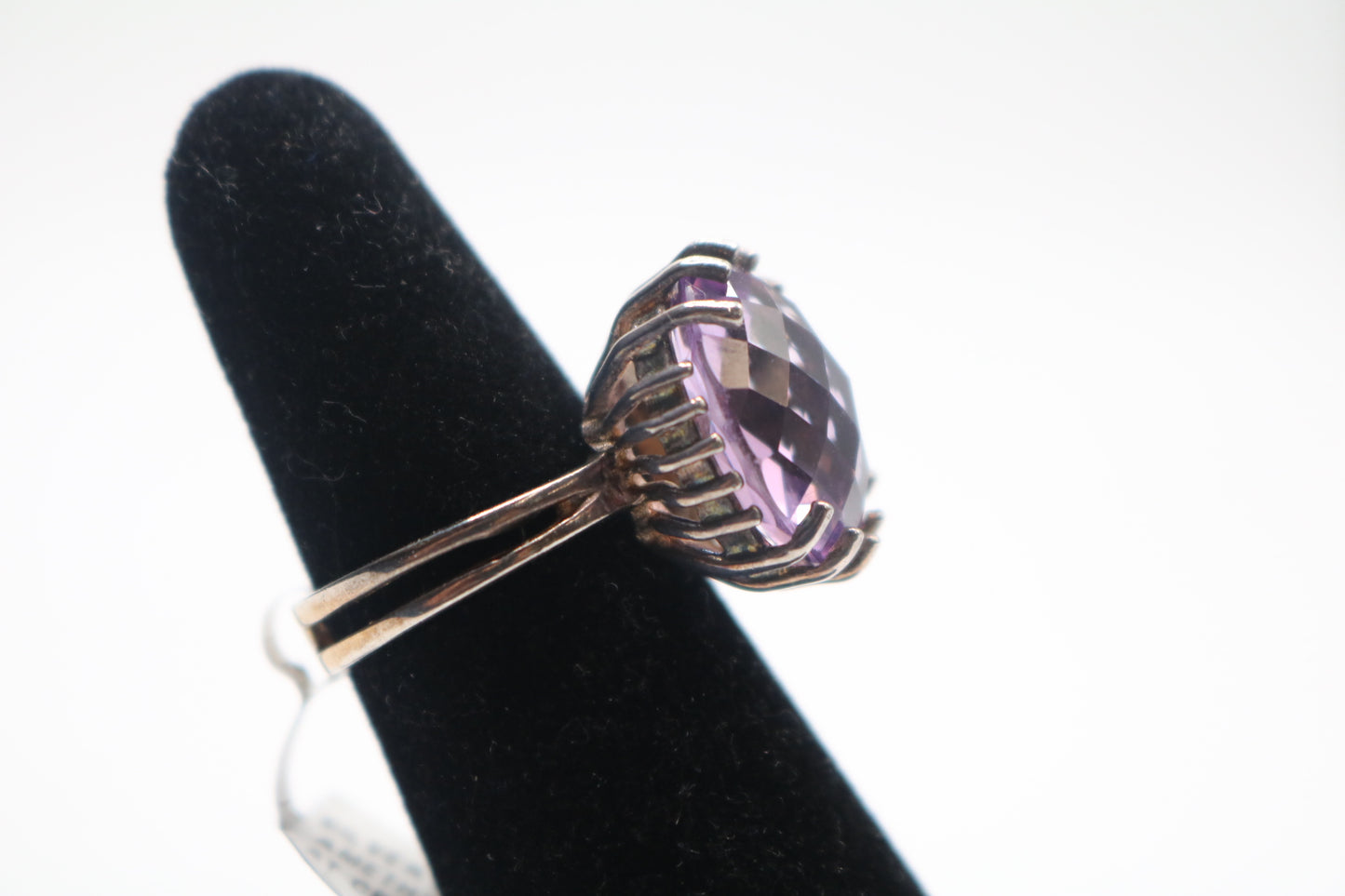 Sterling Silver Solitaire Amethyst Gemstone Ring (Size 6)