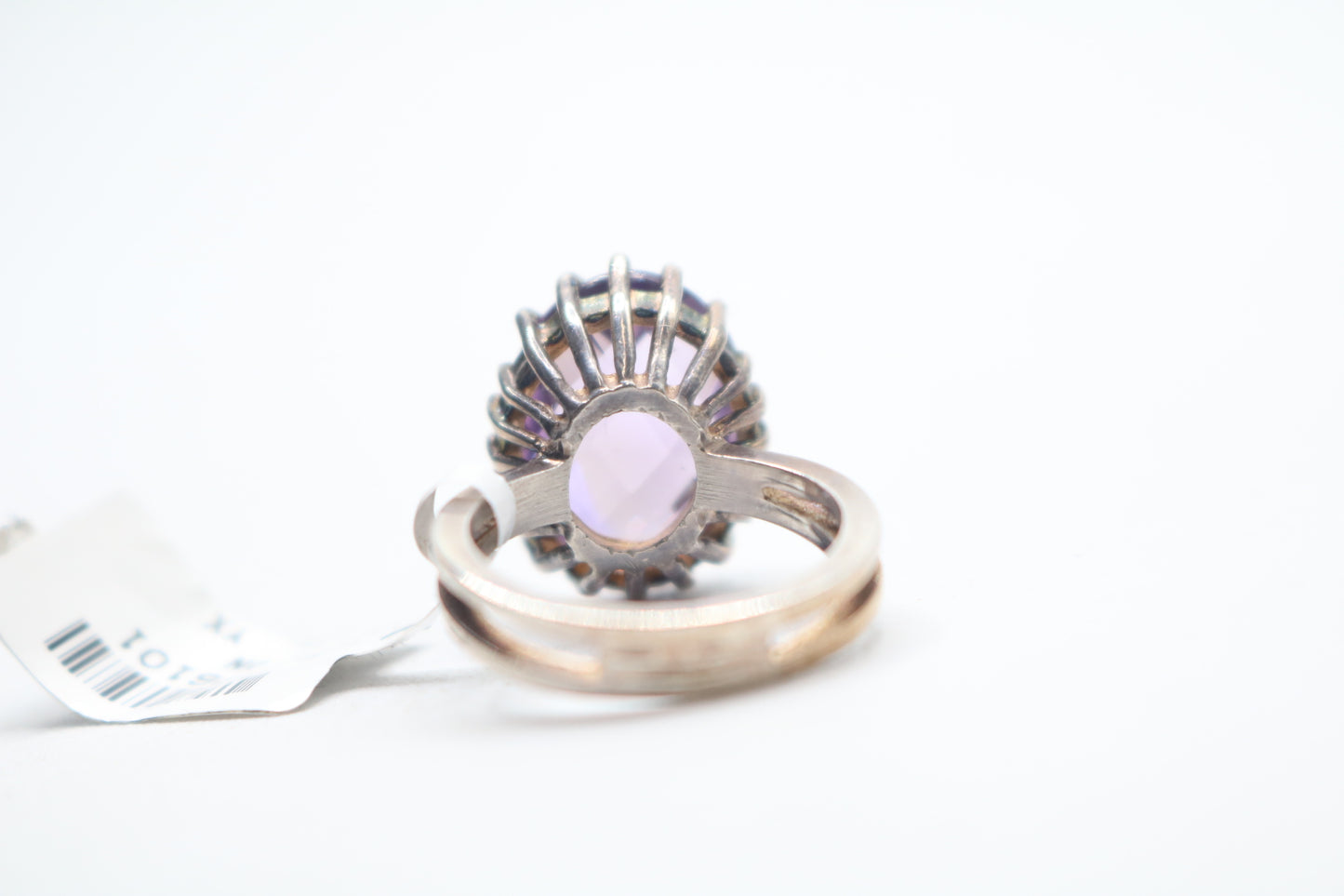 Sterling Silver Solitaire Amethyst Gemstone Ring (Size 6)