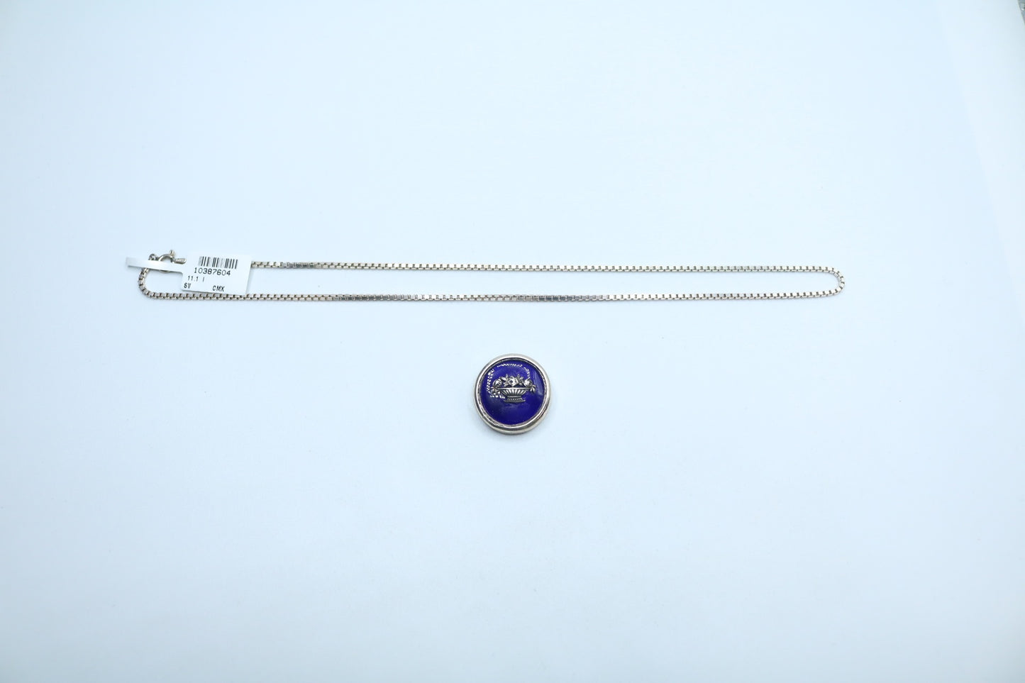 Sterling Silver Box Chain with Round Charm(18 Inches)