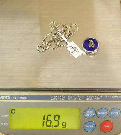 Sterling Silver Box Chain with Round Charm(18 Inches)