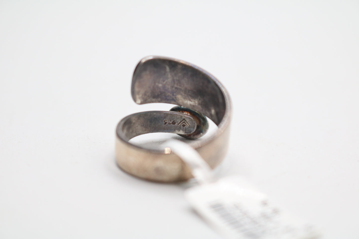 Sterling Silver Bypass Ring w/Black Stone (Size 9)