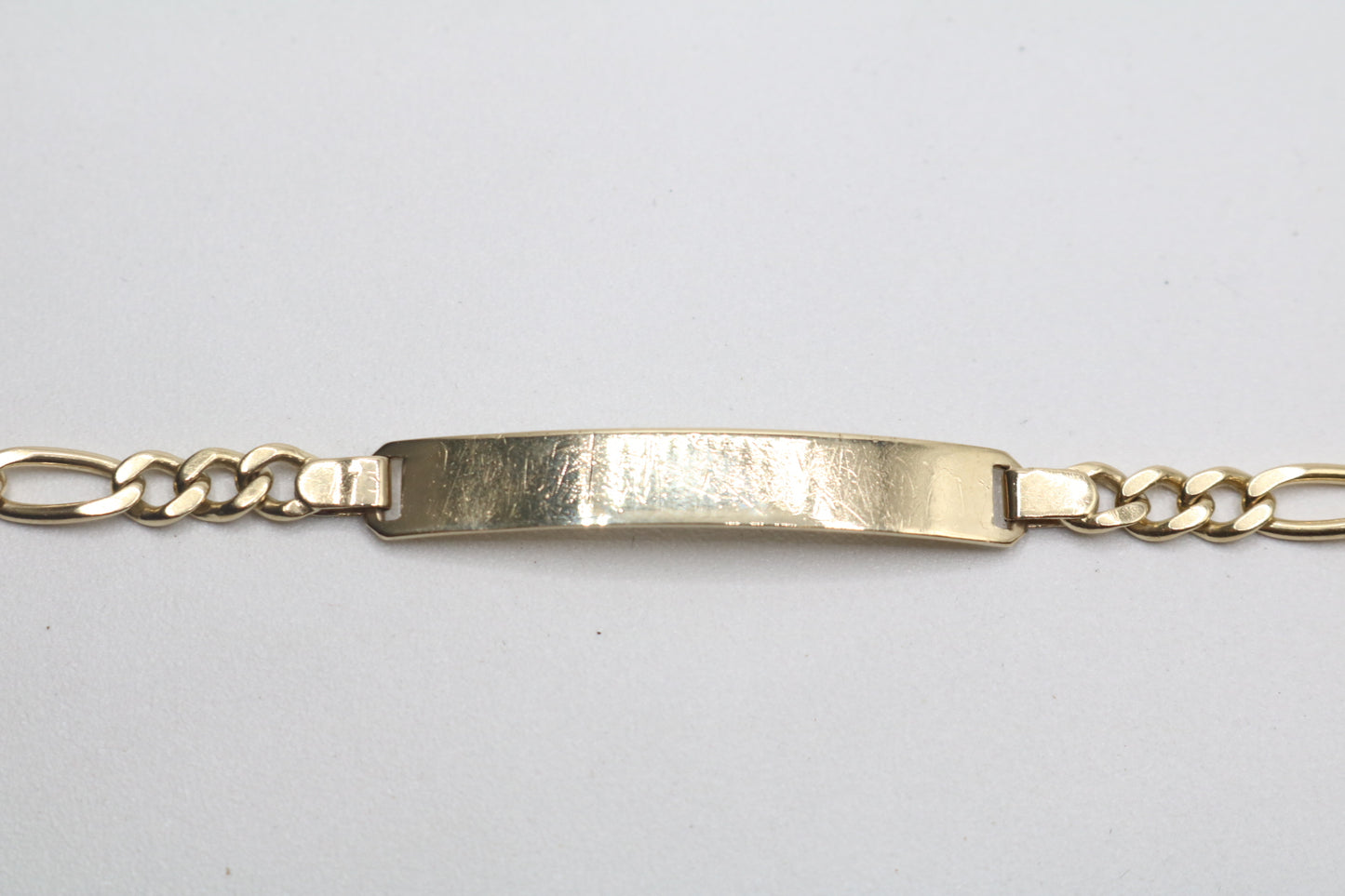 14k Yellow Gold ID Figaro Bracelet (Length 7 3/4")