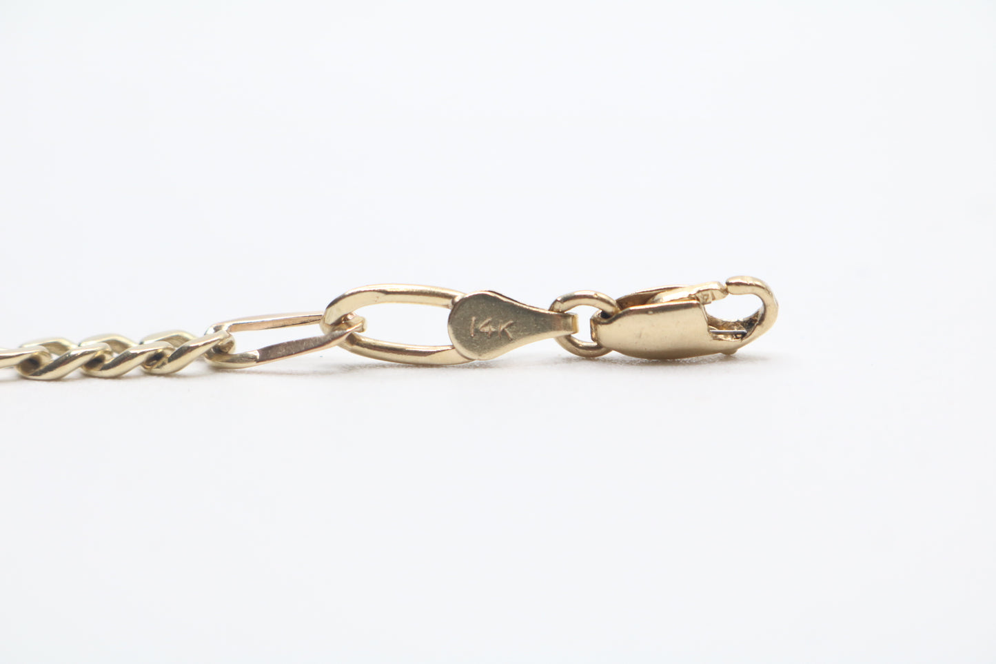 14k Yellow Gold ID Figaro Bracelet (Length 7 3/4")