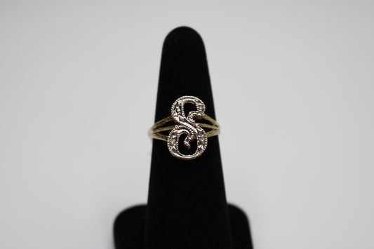 10k Two Tone Gold Letter S Ring (SIZE 7 1/4)