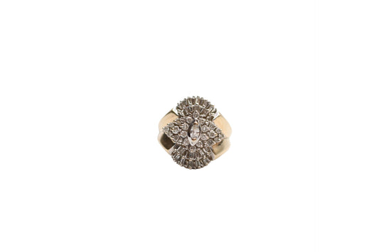 10K Yellow Gold Diamond Cluster Ring (Size 6 & 3/4) (local pick-up only)