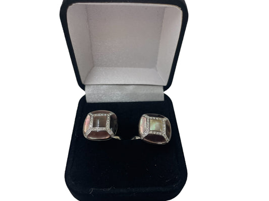 18K White Gold Fancy Style Diamond Cufflinks (Local pick-up only)