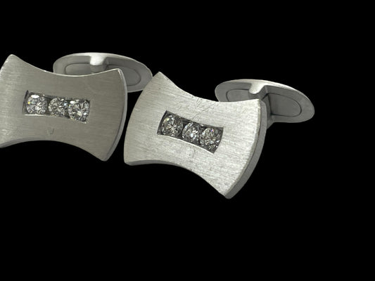 MEN'S CUFFLINKS WITH DIAMONDS IN 18K WHITE GOLD (Local Pick-Up Only)