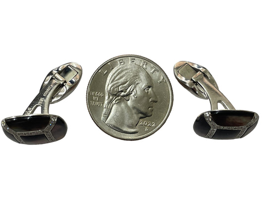 18K White Gold Fancy Style Diamond Cufflinks (Local pick-up only)