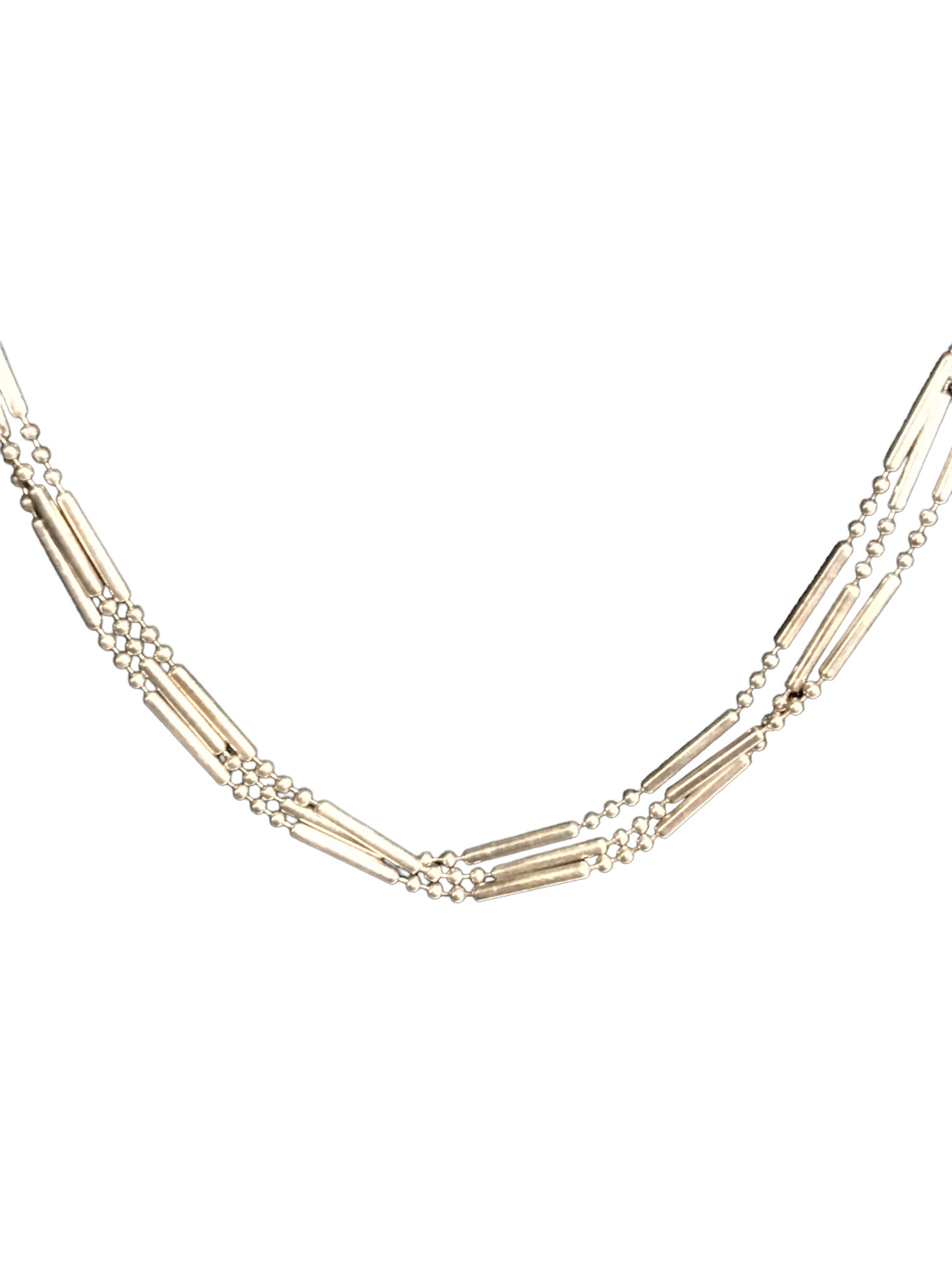 925 Sterling Silver 3 Strand Beads Chain (19 Inches)