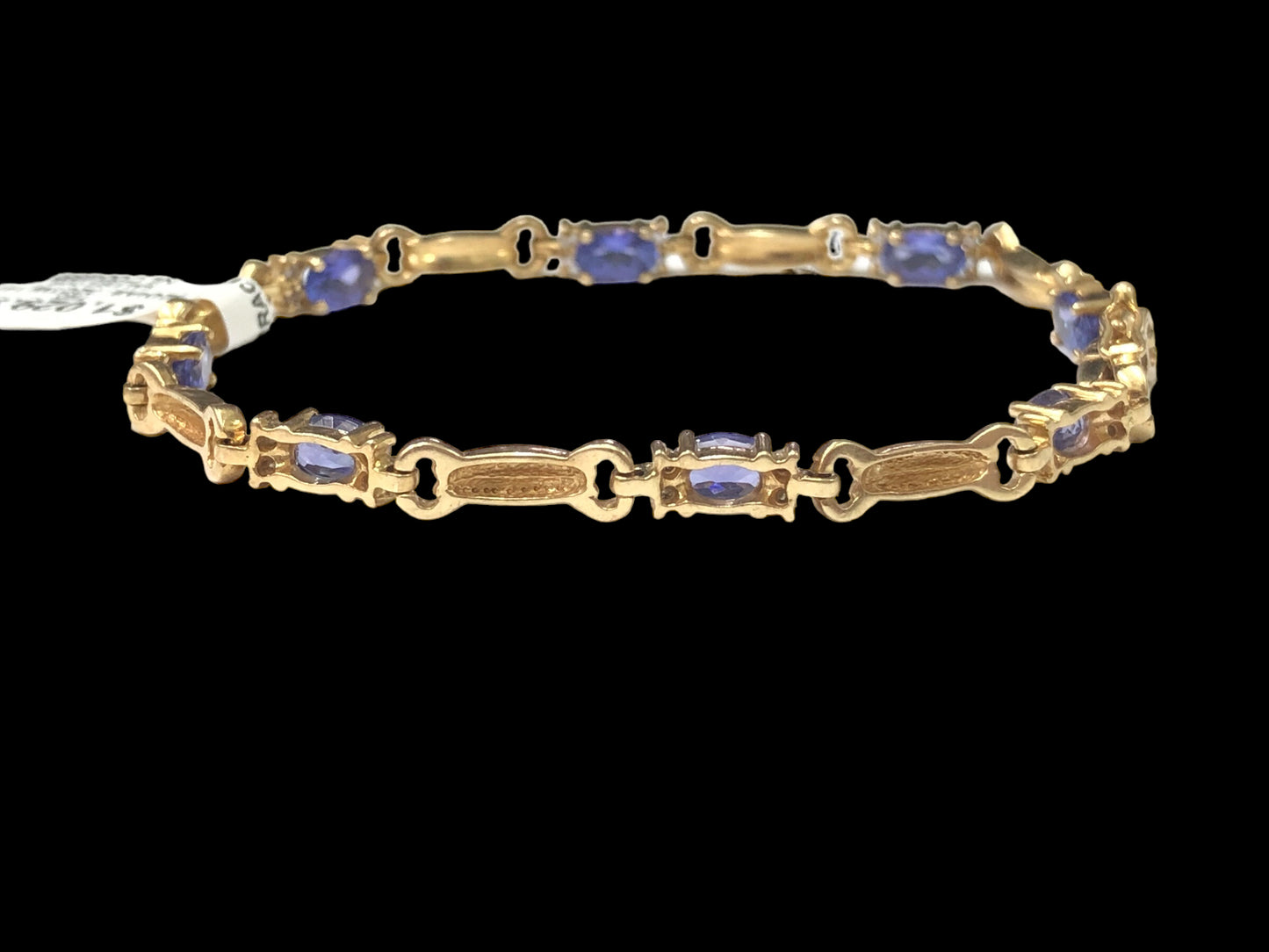 14K Yellow Gold Diamond and Purple Stone Bracelet (7 Inches) (Local pick-up only)
