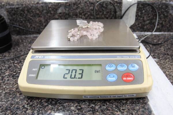 Pink Amethyst Beads Chain w/ Silver Cat Charm (Length 24 Inches)