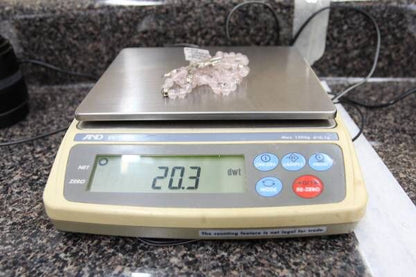 Pink Amethyst Beads Chain w/ Silver Cat Charm (Length 24 Inches)