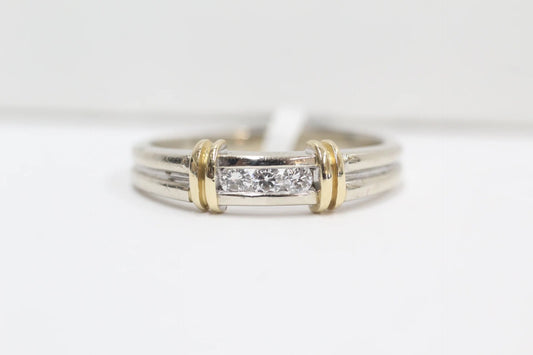 14K Two Tone Diamond Band Ring (Size 11) 0.15 CTW