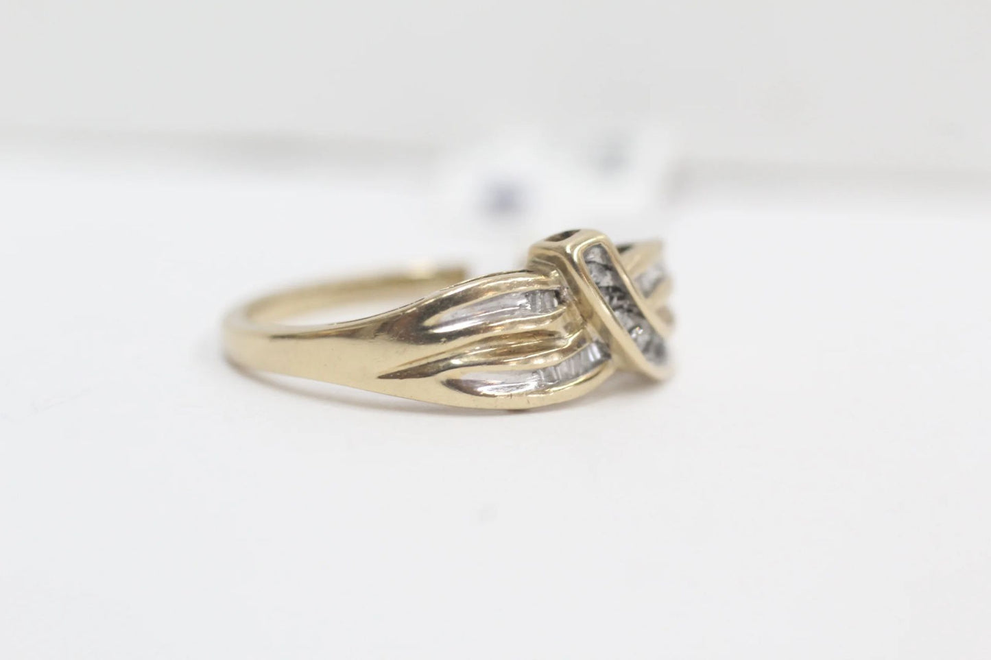 10K Yellow Gold Diamond Bypass Ring (Size 7) Clearance Sale!!!